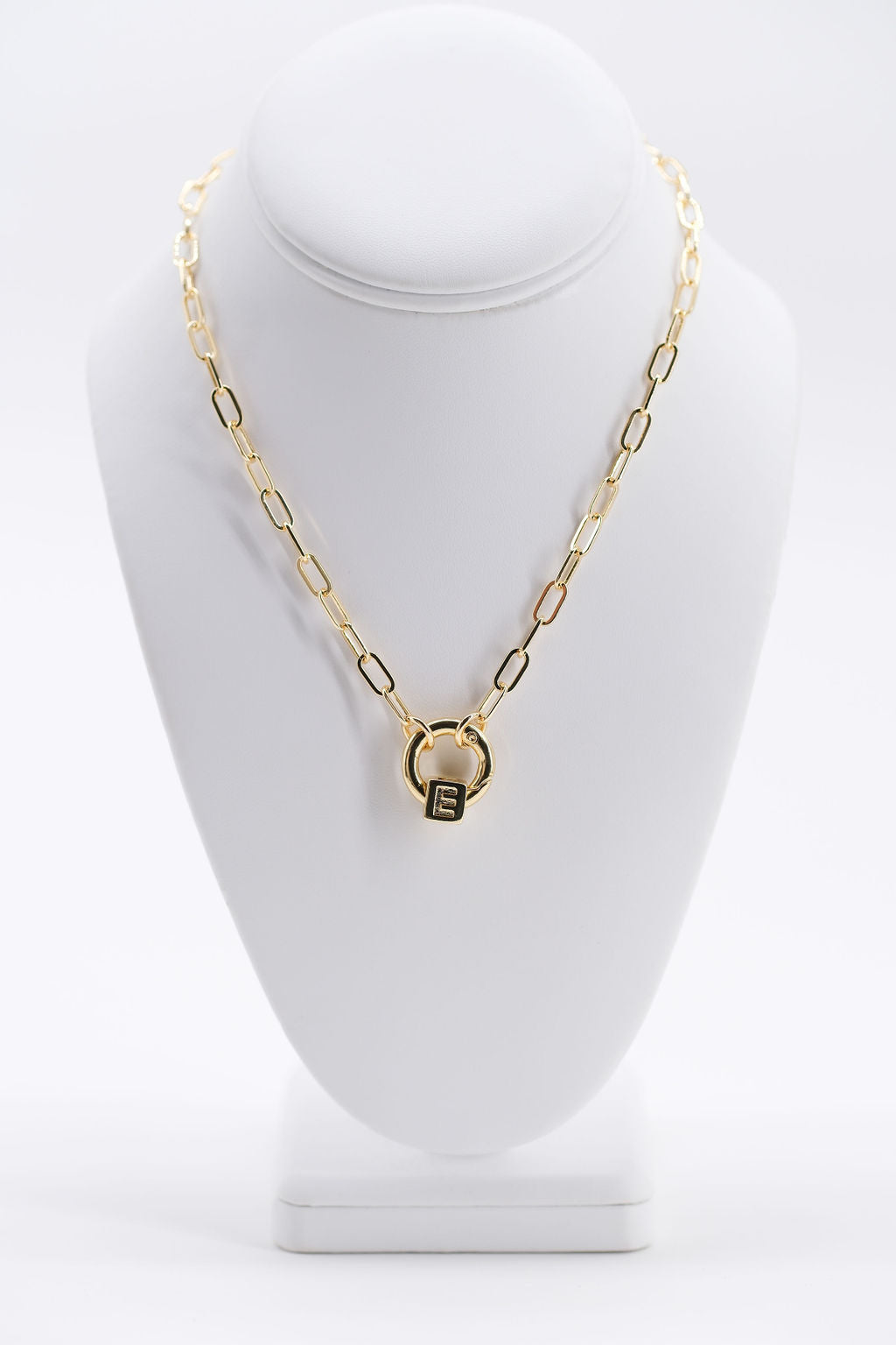 Block Initial Charm Necklace