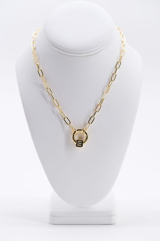 Block Initial Charm Necklace