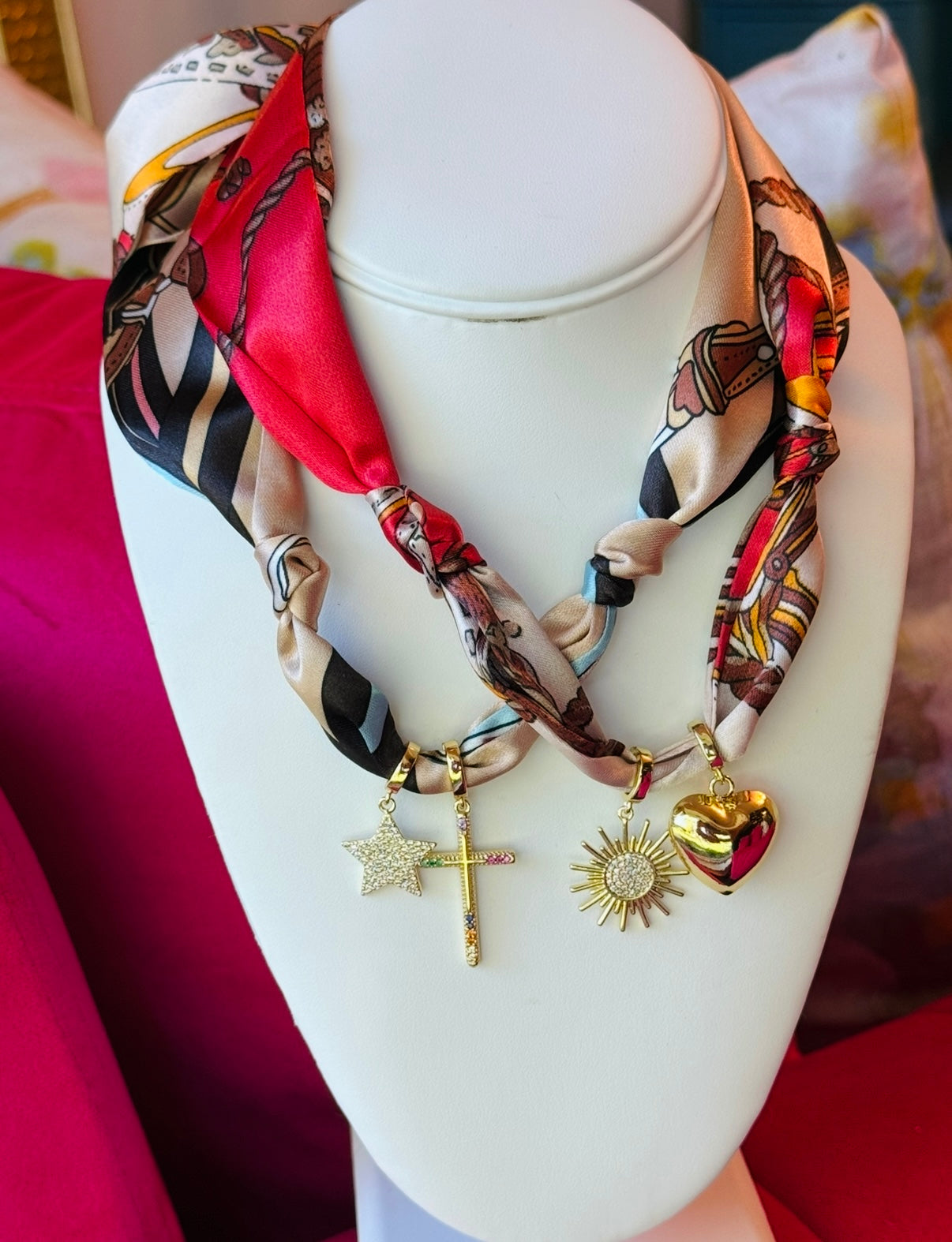Autumn/Spring Scarf Charm Necklace
