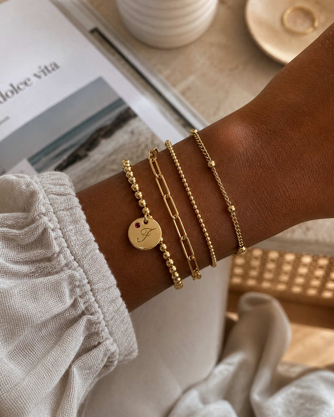 Steph Birthstone Disk Bracelet